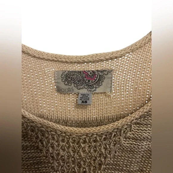 Urban Outfitters Ecote Colorblock Cable Pointelle Short Sleeve Sweater XS Sumner - Picture 10 of 13